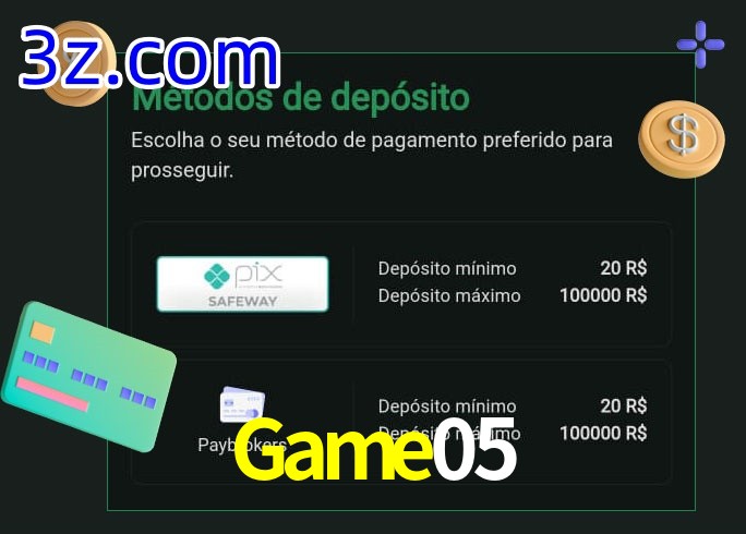 O cassino Game05 oferece uma grande variedade de métodos de pagamento